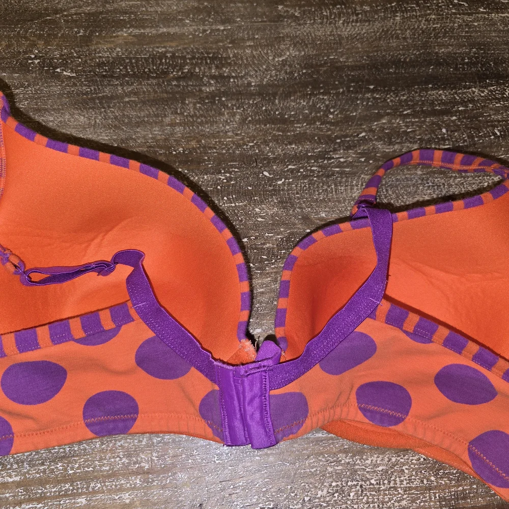 Cacique Orange and Purple Polka Dot Bra with Molded Cups - Picture 2 of 5
